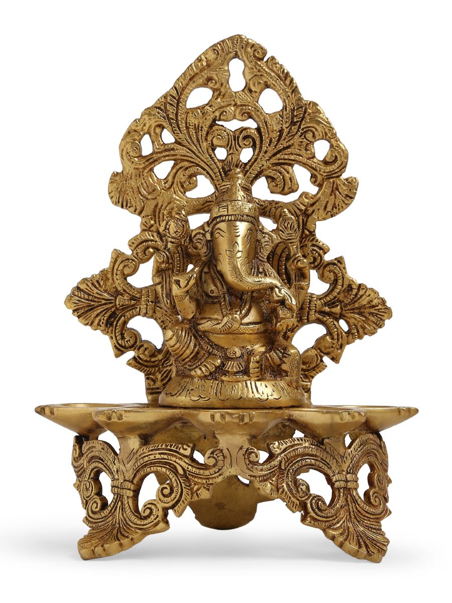 Brass Ganesha Lamp With Base