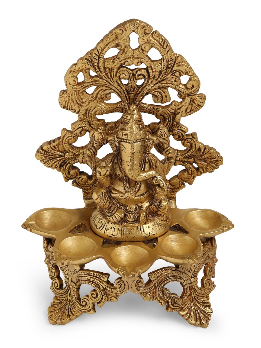 Brass Ganesha Lamp With Base