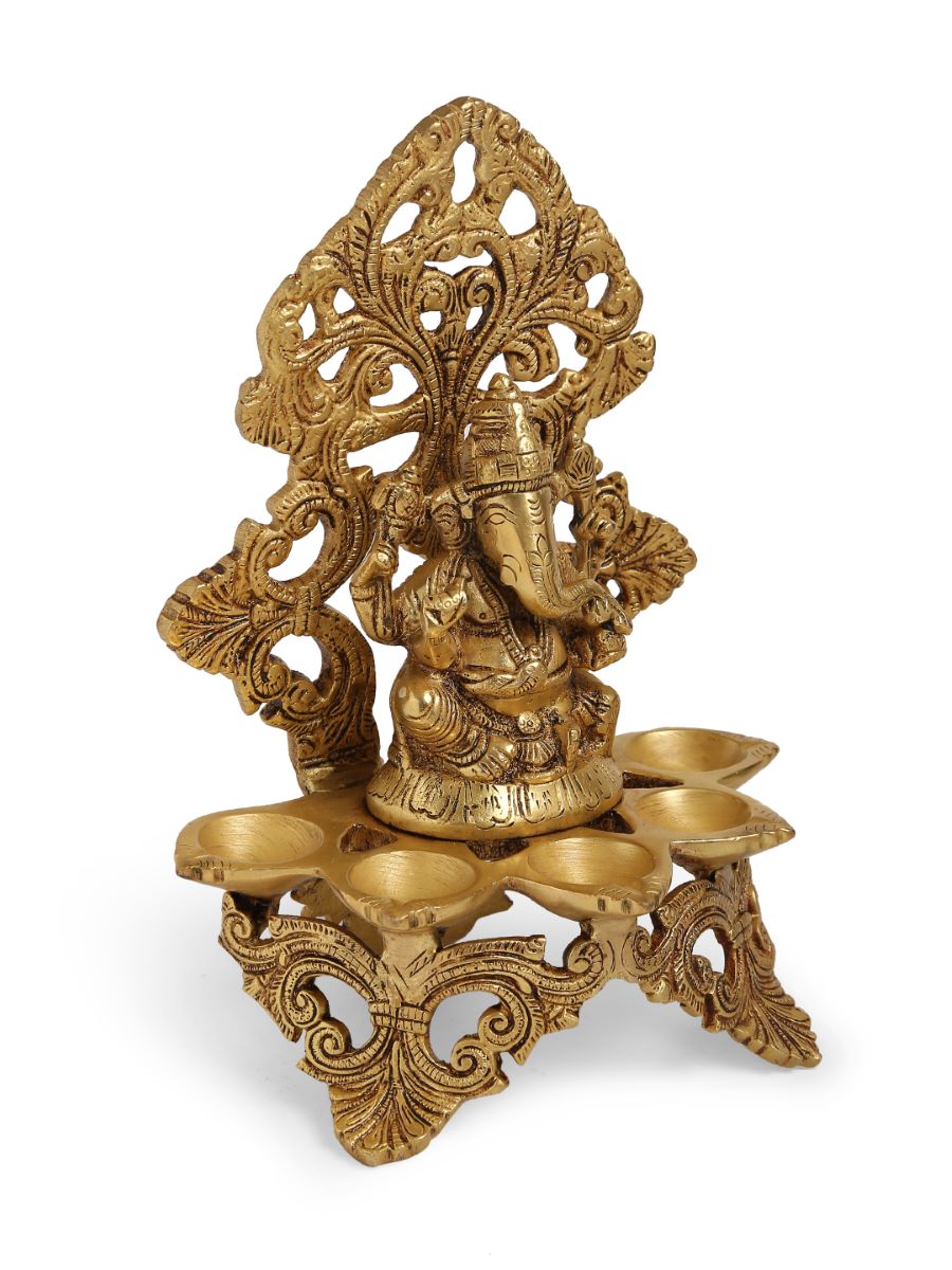Brass Ganesha Lamp With Base