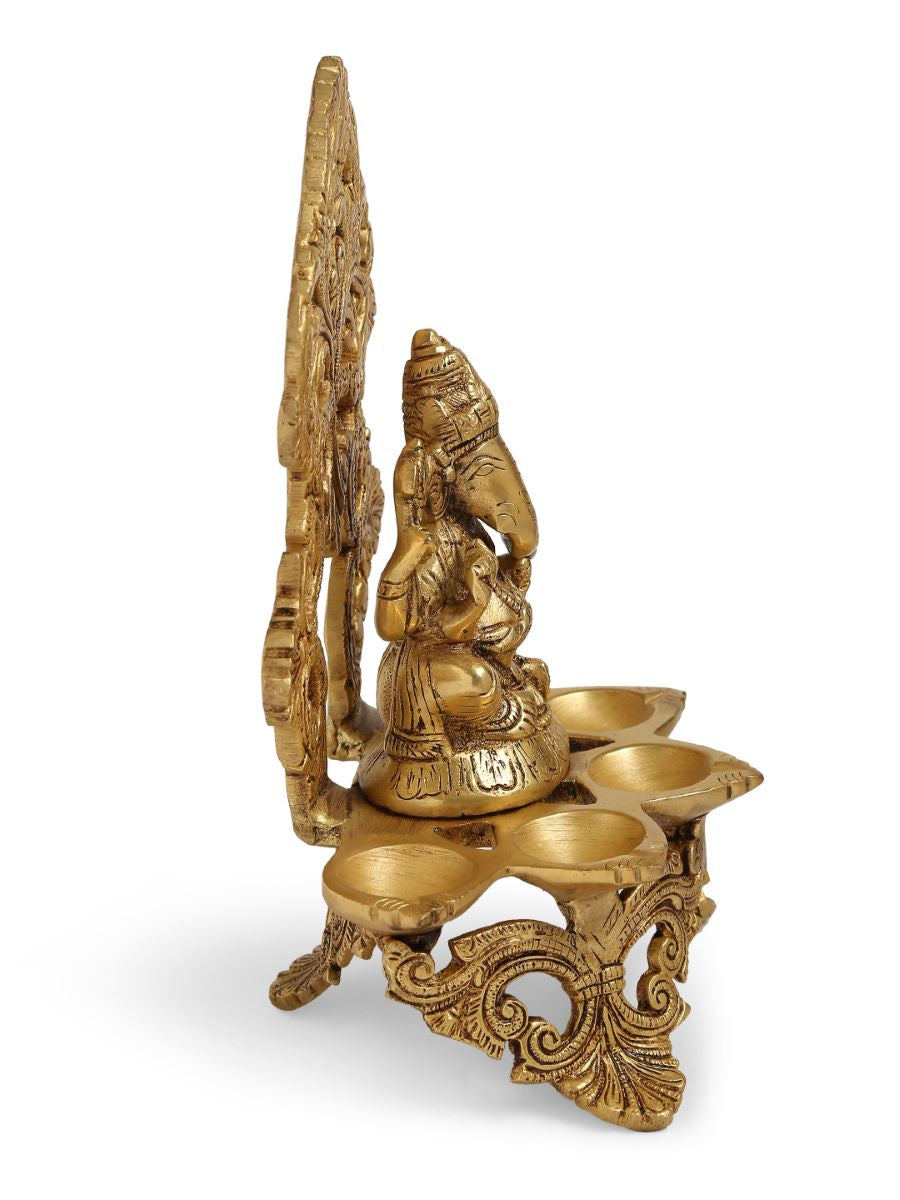 Brass Ganesha Lamp With Base