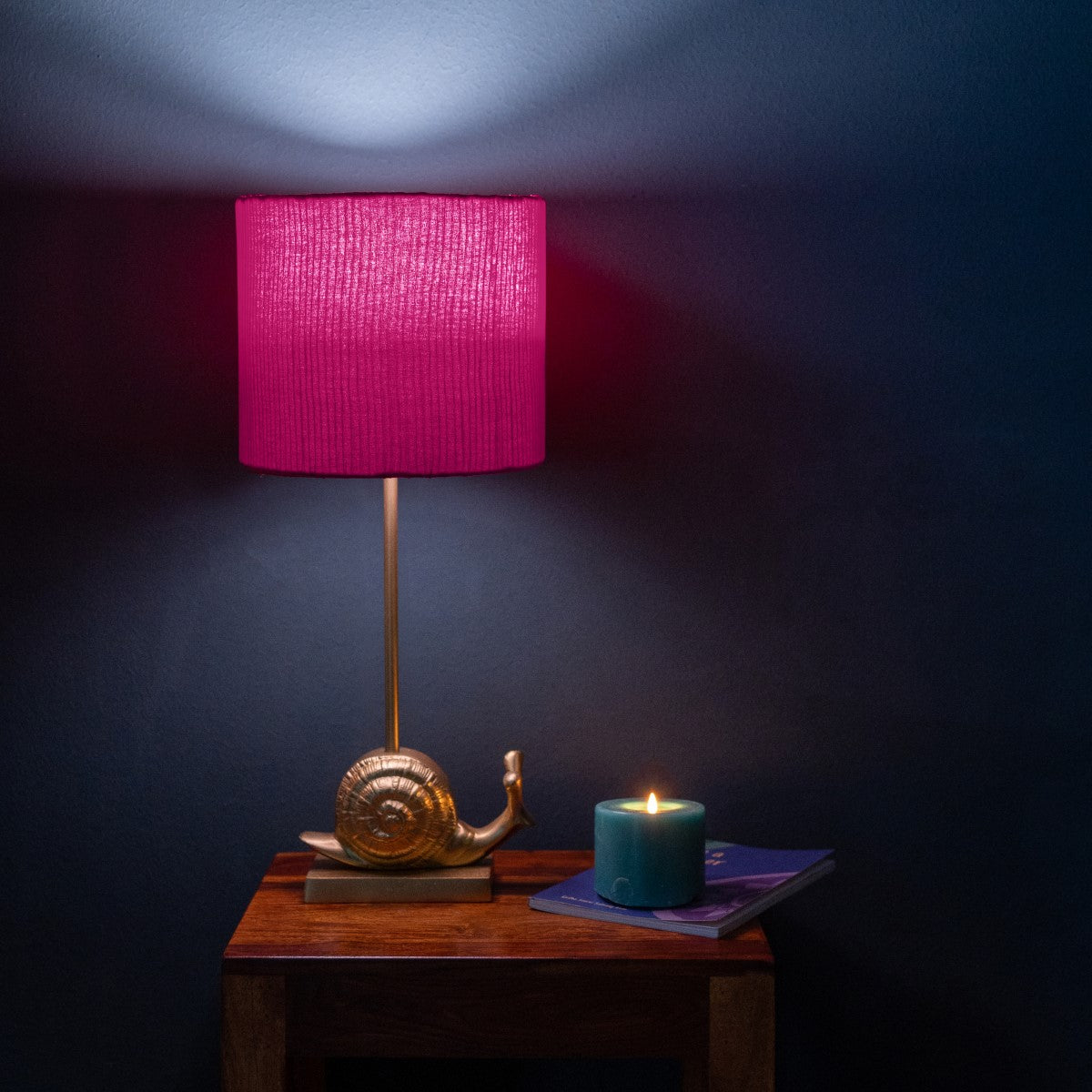 The Snail Lamp with Hot Pink Shade