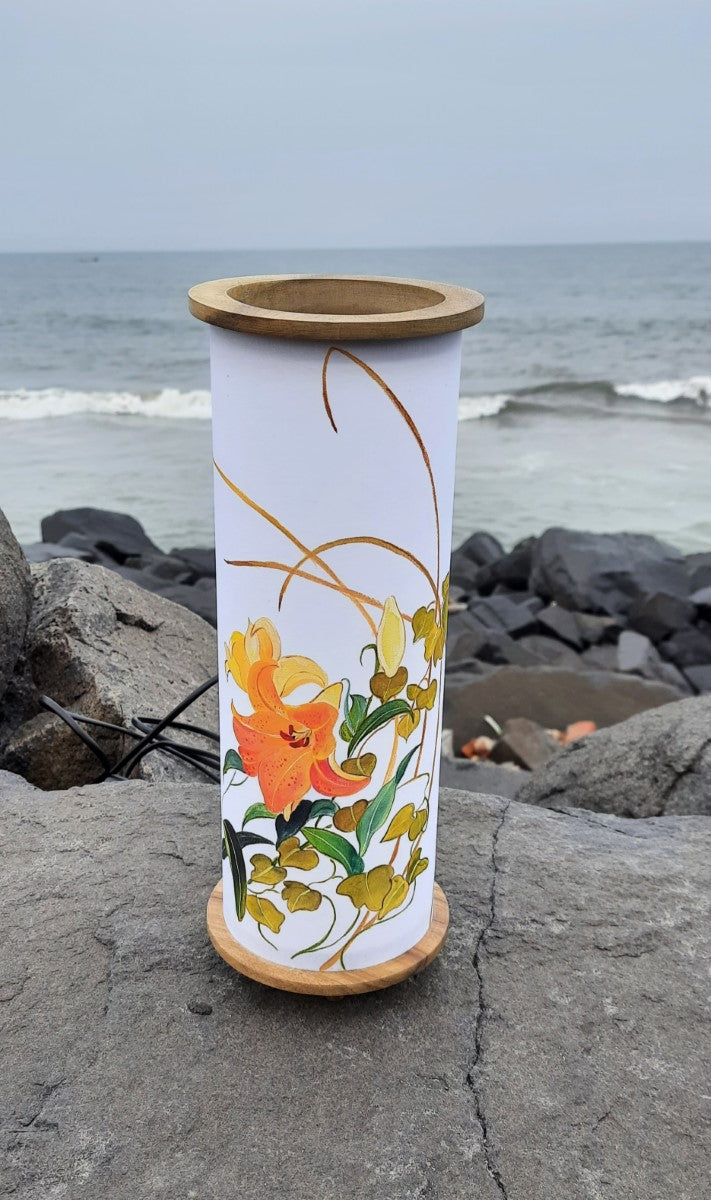 Handpainted Electric Table Lamp/Bedside Lamp-Large Yellow Flower