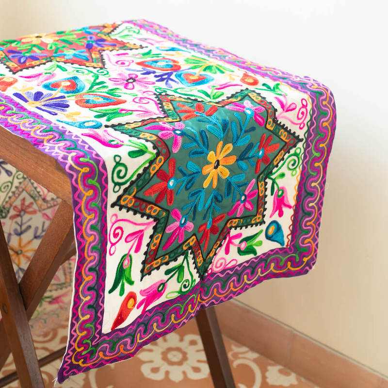 Star Aari Embroidered Table Runner