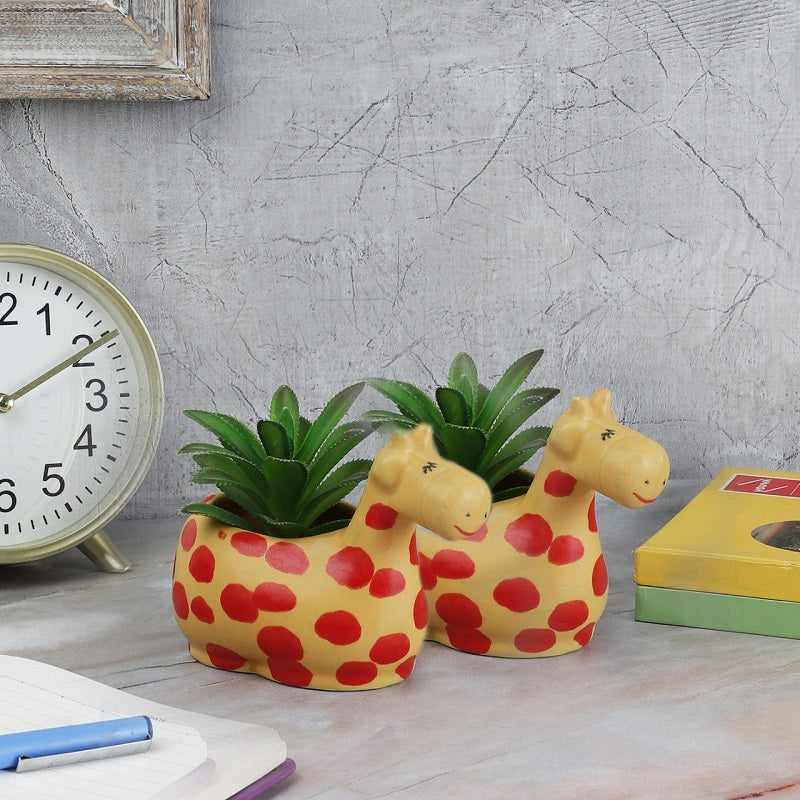 Giraffe Shape Decorative Flower Pots & Planters (Set of 2)