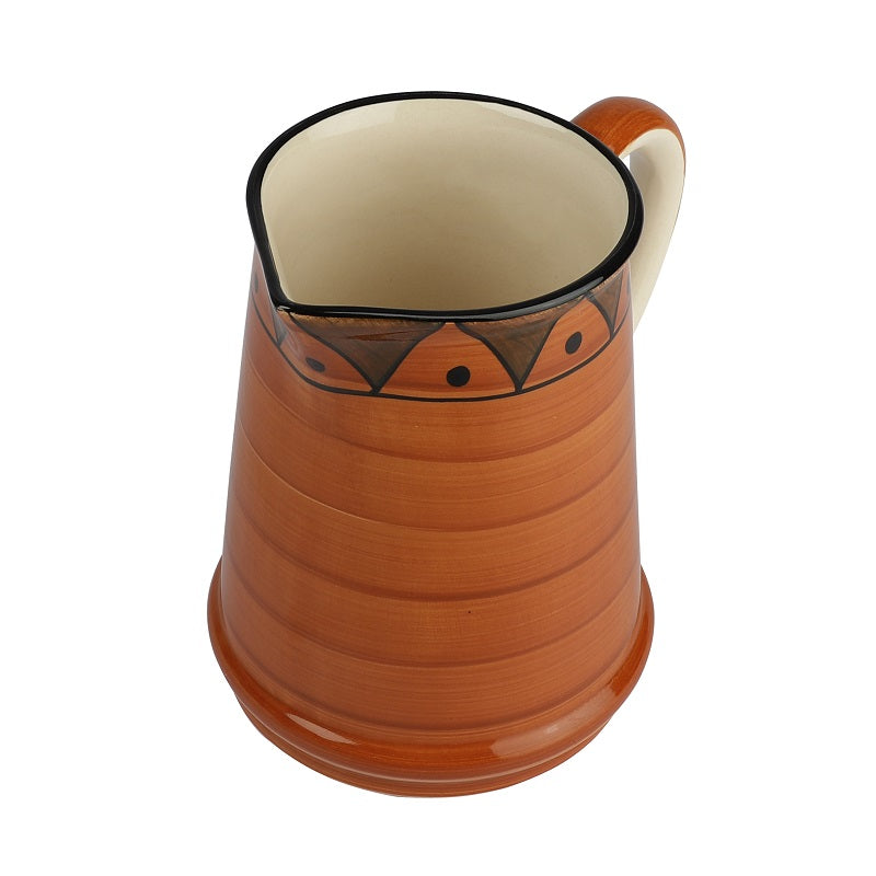 Brown Hand Painted Pottery Ceramic Milk & Water Jug