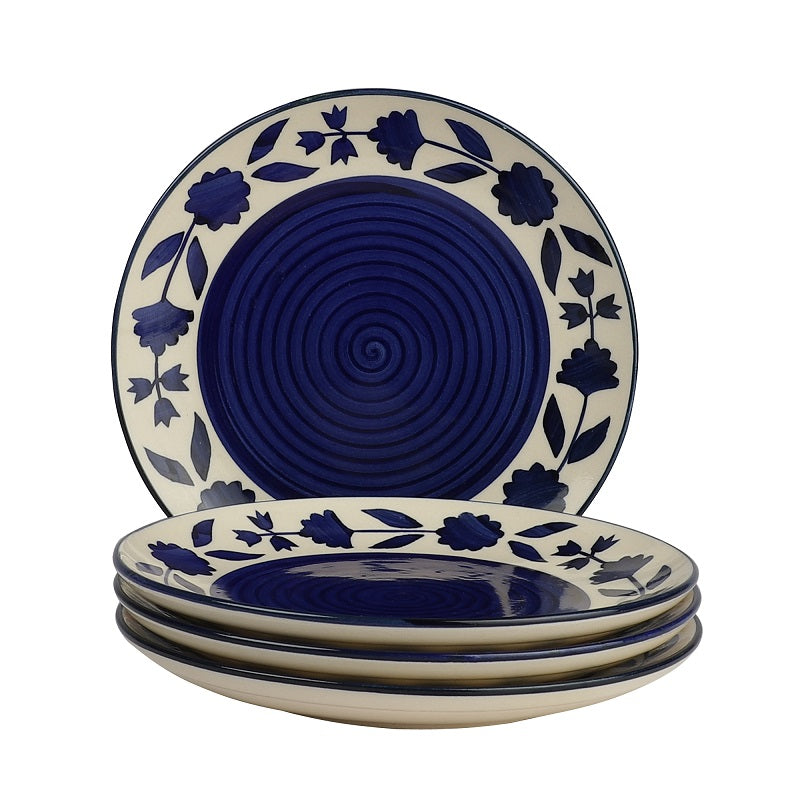 Floral Blue And White Ceramic Side Plates (Set 4)