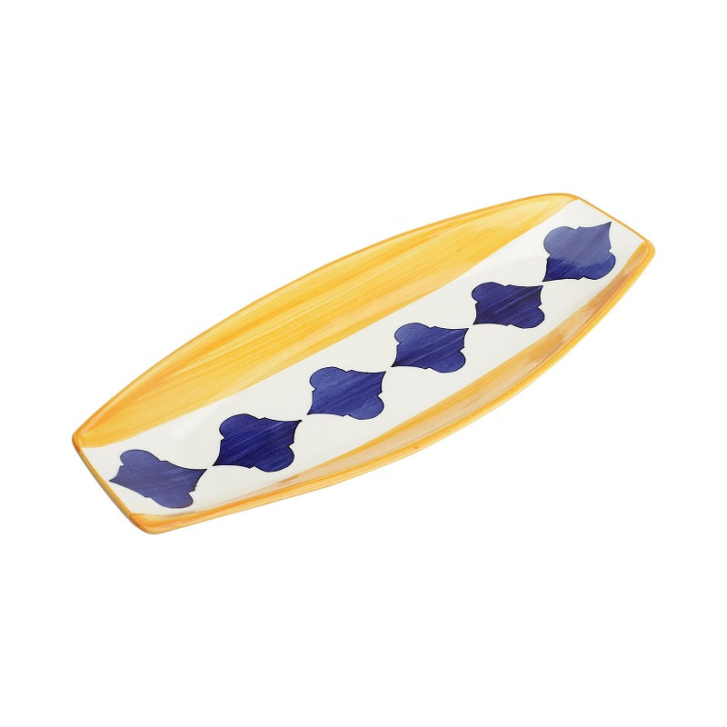 Handcrafted Moroccan Blue and Yellow Serving Tray