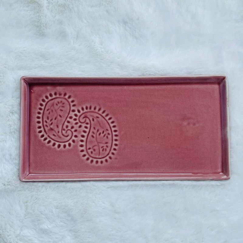 Embossed Ceramic Serving Platter