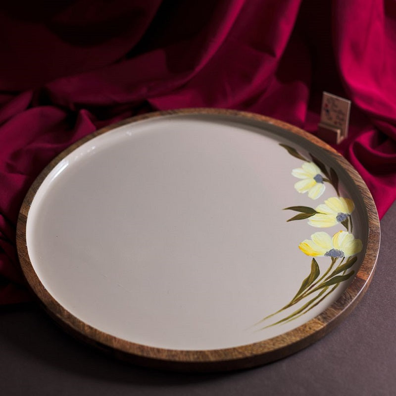 Wordsworth's Daffodils Handpainted Grey Wooden Platter