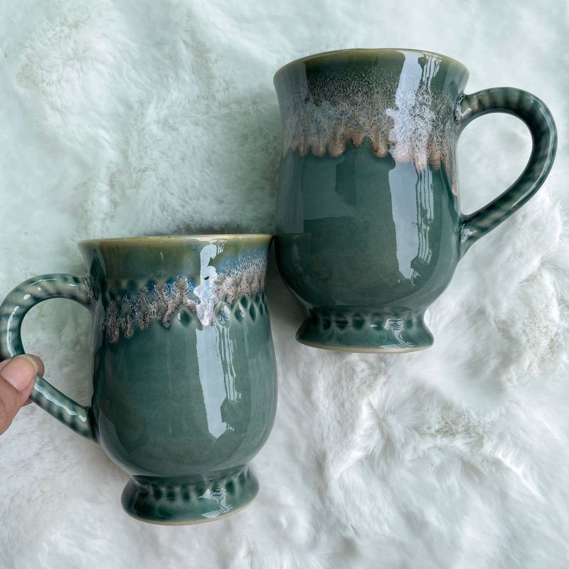 Sea Green Tall Coffee Mugs (Set of 2)