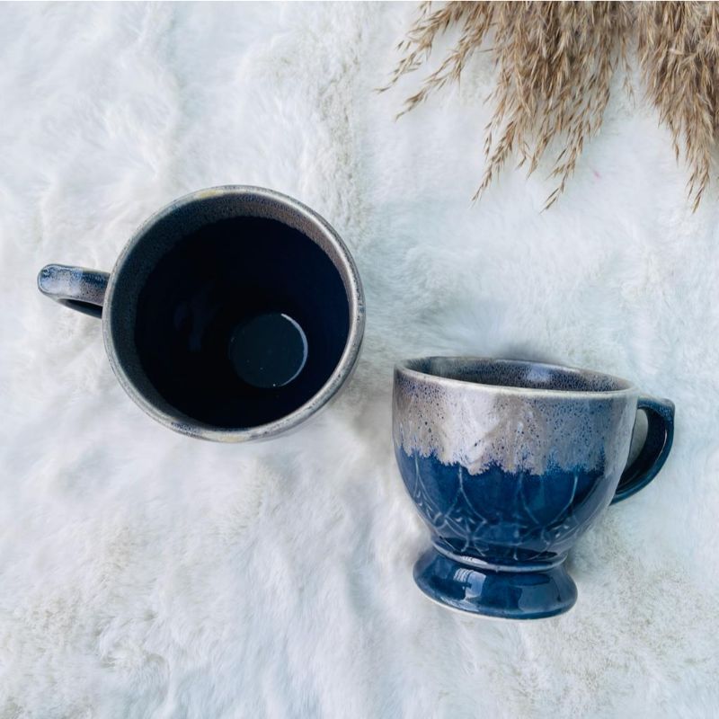 Blue Embossed Luxury Designer Mugs