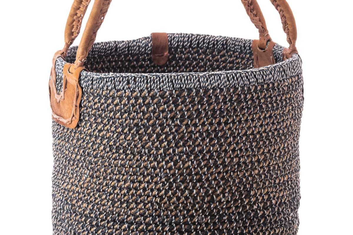 Natural Jute Basket- Black & White