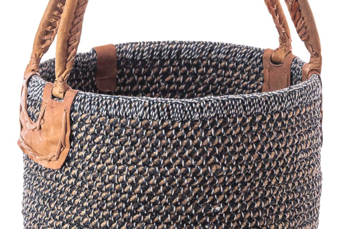 Natural Jute Basket- Black & White