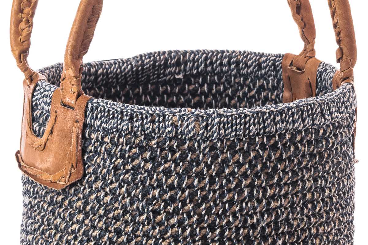 Natural Jute Basket- Black & White