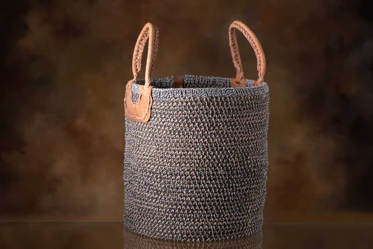 Natural Jute Basket- Black & White