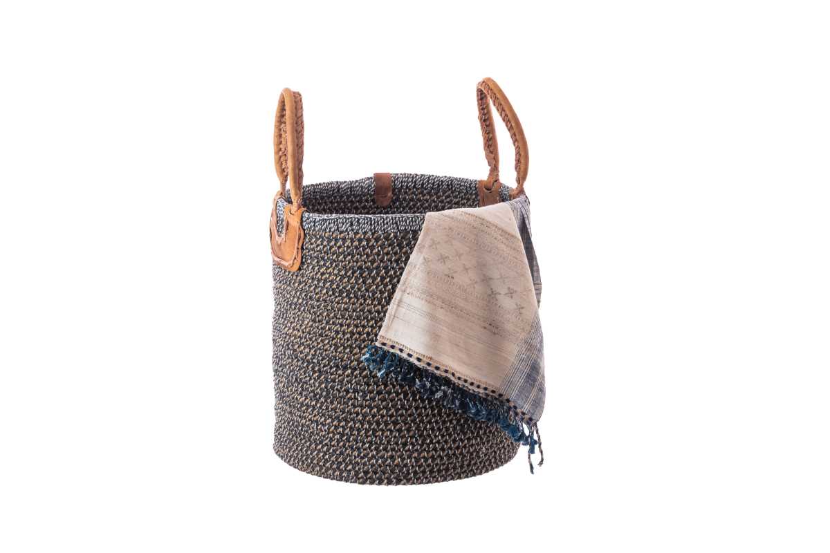 Natural Jute Basket- Black & White