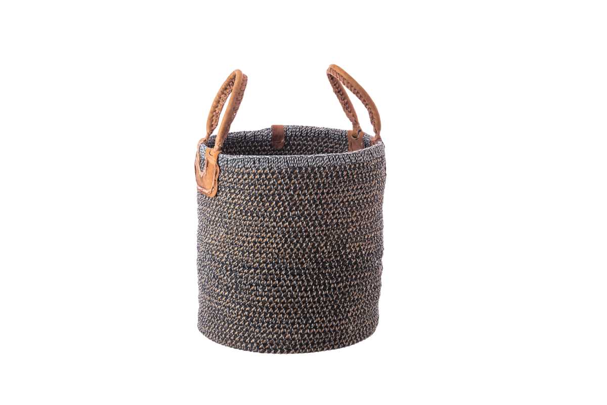 Natural Jute Basket- Black & White
