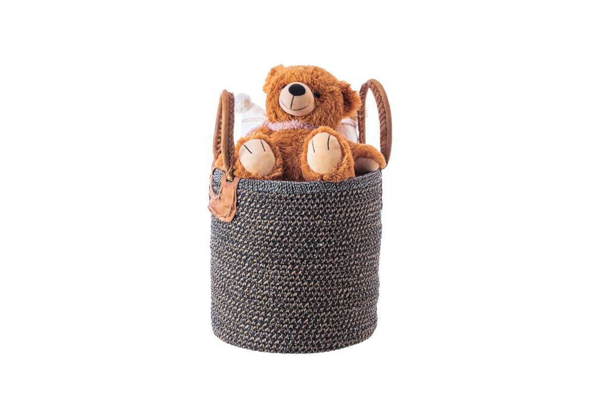Natural Jute Basket- Black & White