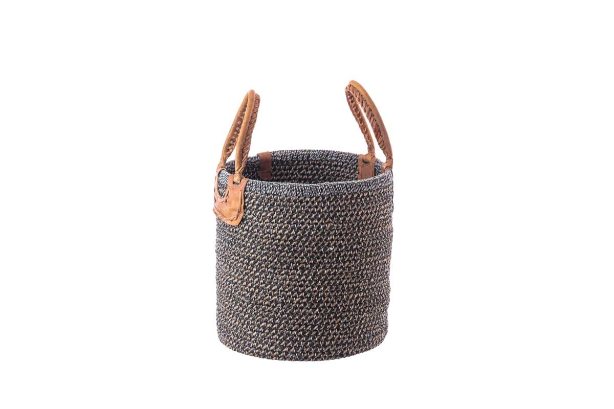 Natural Jute Basket- Black & White