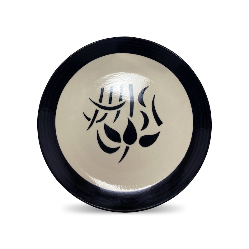 Black & White Ceramic Dinner Plates (Set of 4)