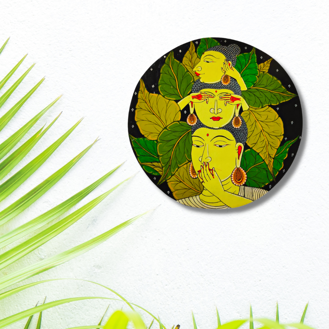 Hand-Painted Pattachitra Buddhas Wall Plate