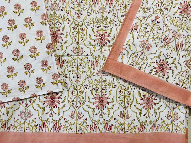 Peach Little Birdies Premium Cotton Bedsheet