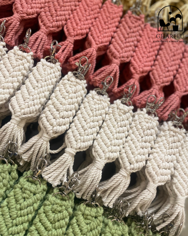 Macrame Handmade Braided Keychain (Set of 2/4)