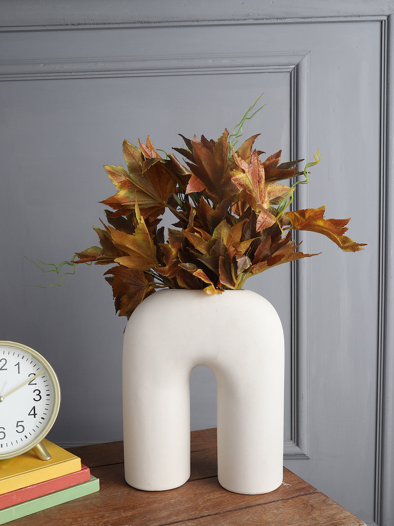 White U-Shape Decorative Vase