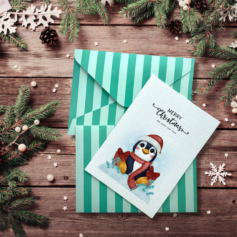 Green Christmas Assorted Greeting Cards (Set of 3)