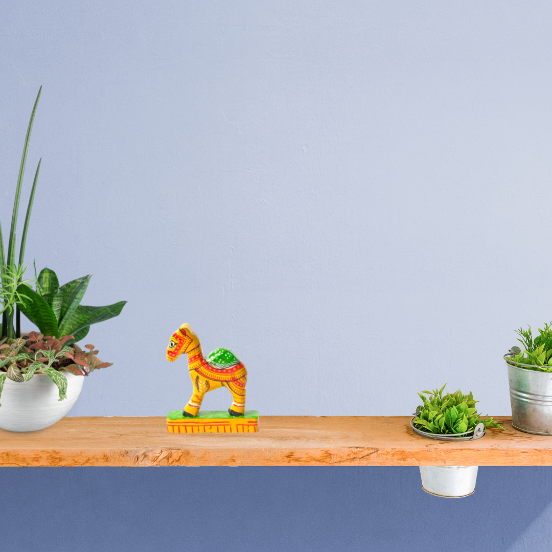 Yellow Handmade Handpainted Wooden Camel