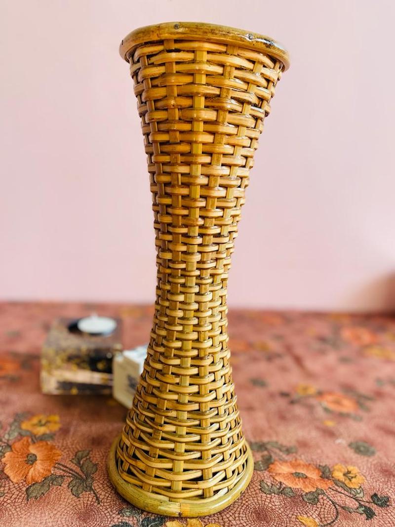 Hourglass Shaped Cane Flower Vase