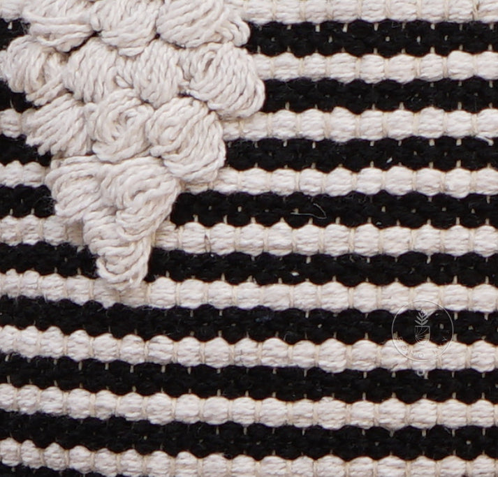 Black and white Hand Loom Woven Cotton Designer Cushion Cover