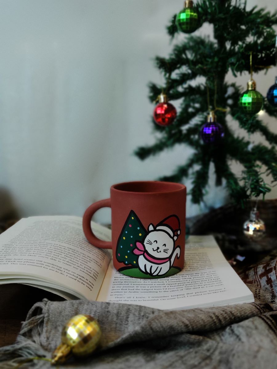Handpainted Terracotta Christmas Mug