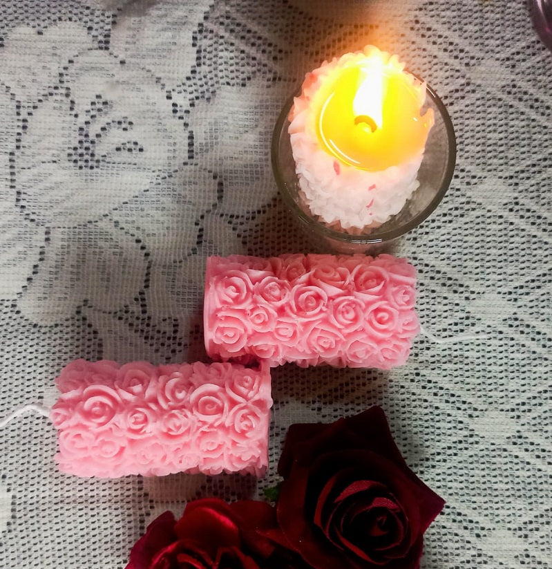 Baby Pink Soy Wax Pillar Candle (Set of 2)
