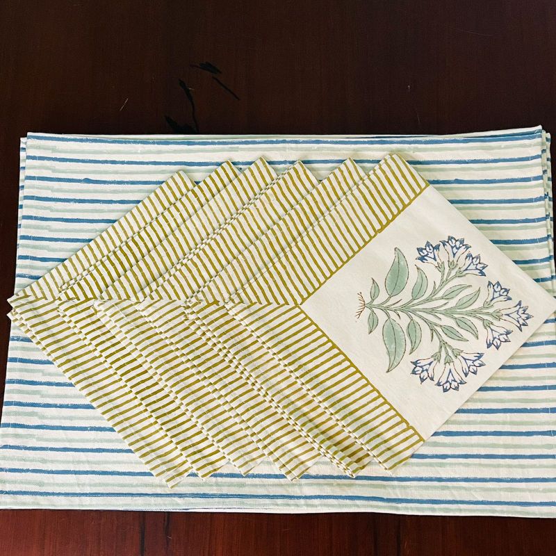 Canvas Cotton Table Mats & Napkin Sets (Pack of 6)