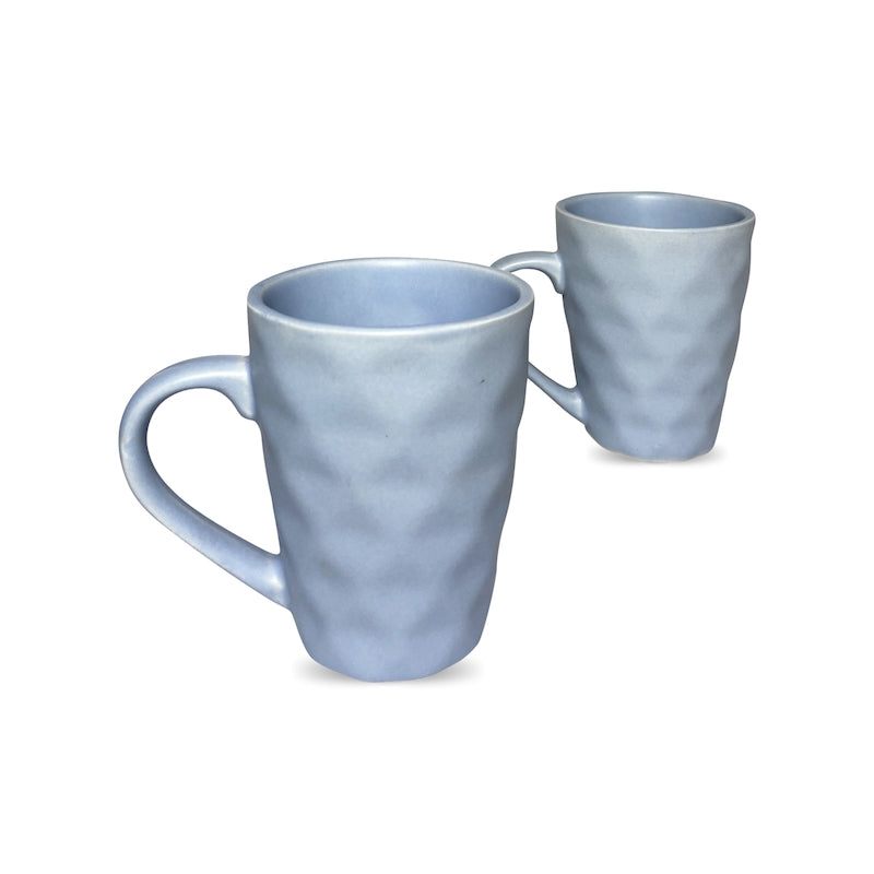 Matte Blue Diamond Shaped Coffee Mugs ( Set of 2 )