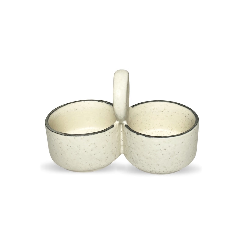 Matte White Ceramic Compartment Dip Bowl