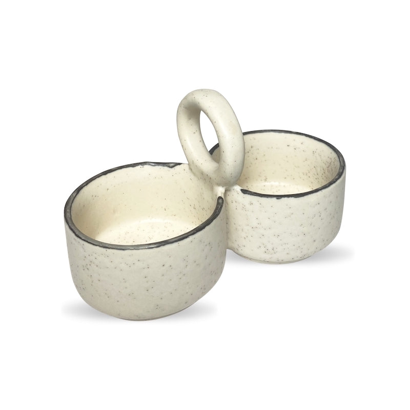 Matte White Ceramic Compartment Dip Bowl