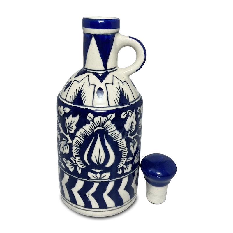 Royal Blue Mughal Pattern Hand-painted Oil Bottle