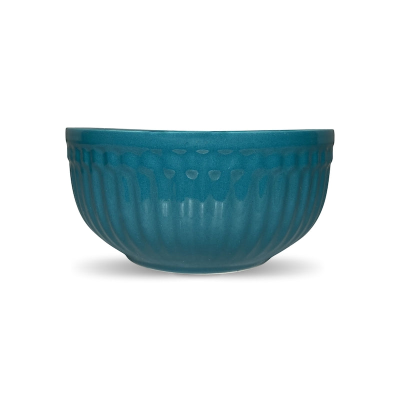Peacock Green Linear Ceramic Soup Bowls (Set of 2)