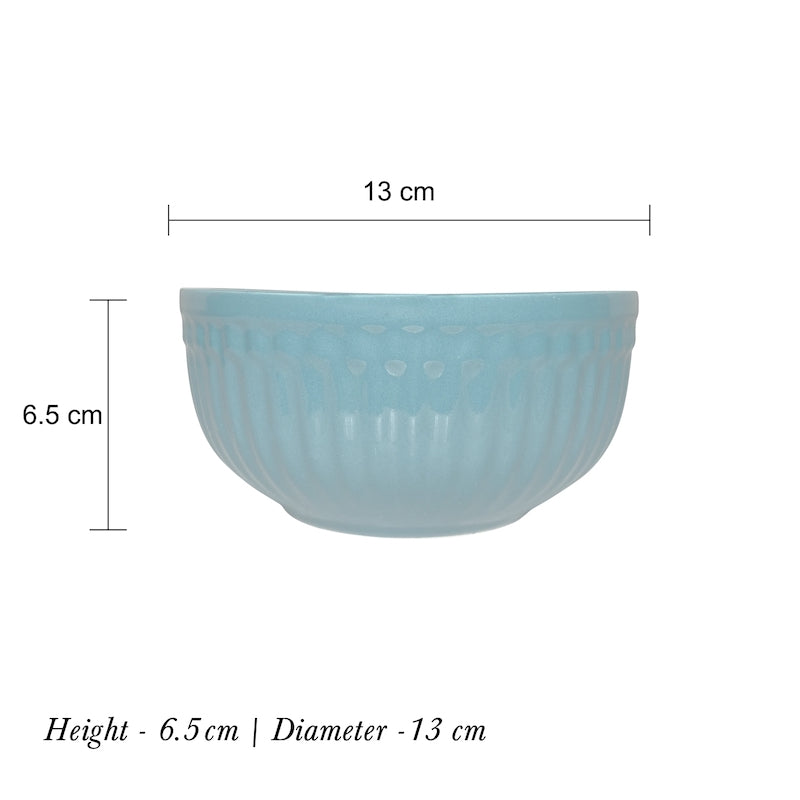Peacock Green Linear Ceramic Soup Bowls (Set of 2)