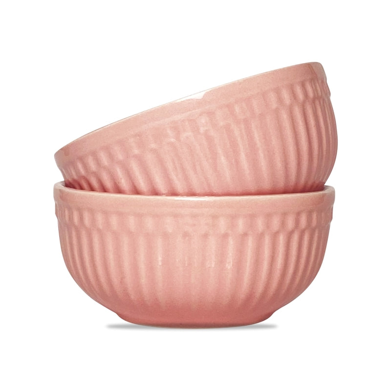 Pink Linear Shaped Ceramic Soup Bowls ( Set of 2 )