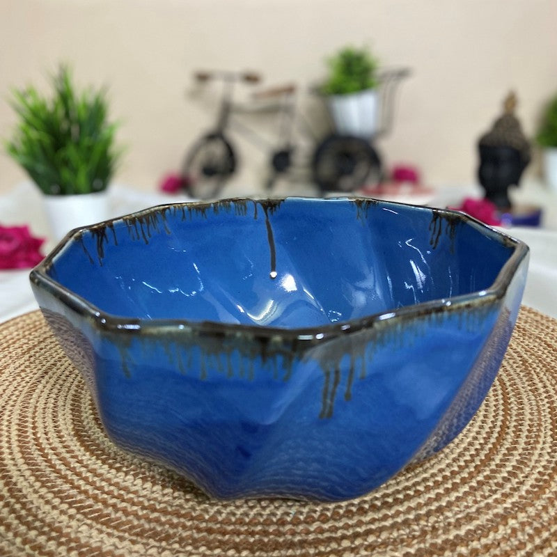 Royal Blue Vibrant Glazed Ceramic Serving Bowl