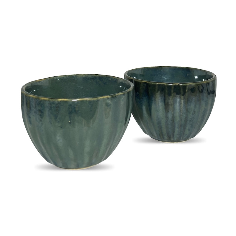 Emerald Green Tulip Shaped Bowls (Set of 2)