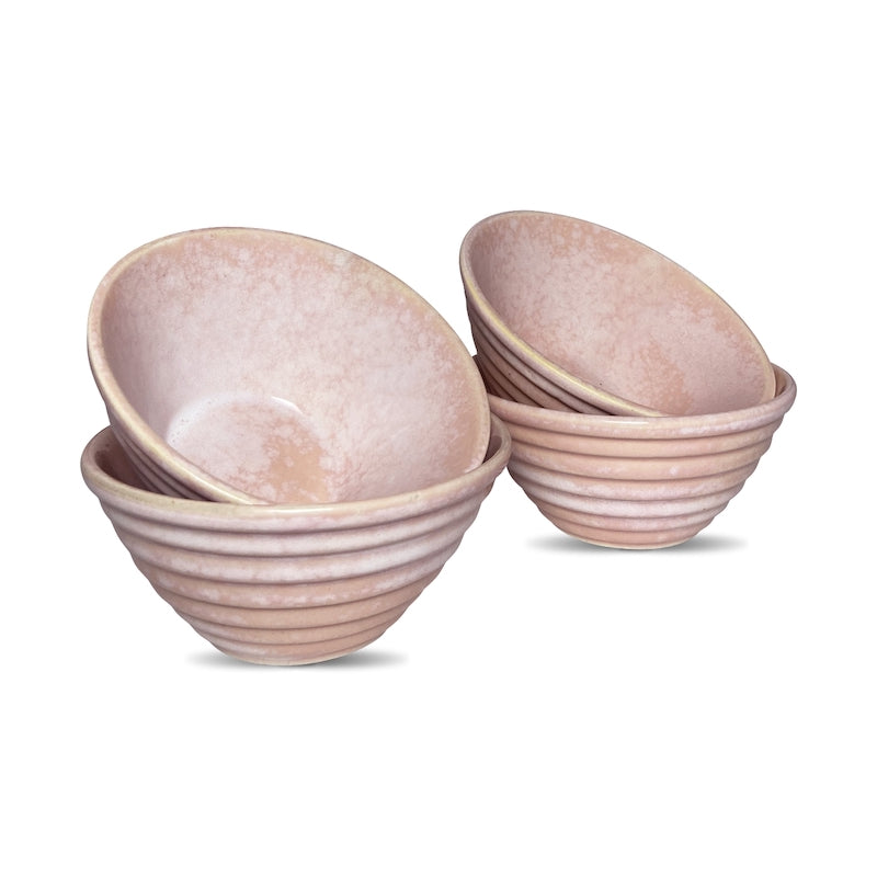 Pink Designer Ceramic Dinner Bowls (Set of 4)