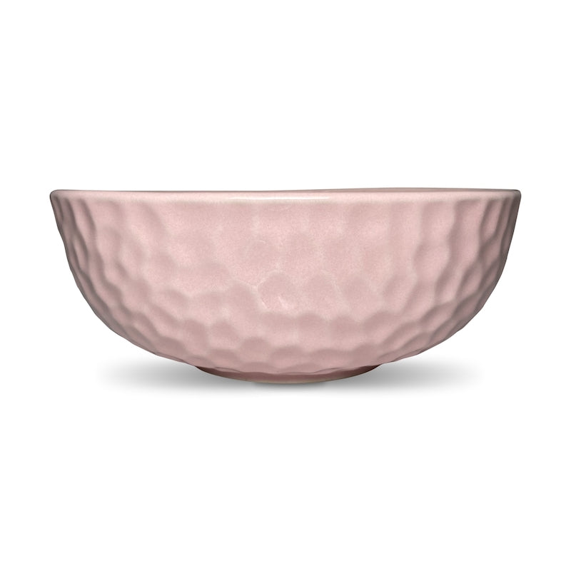 Pink Hammered Pattern Ceramic Serving Bowl