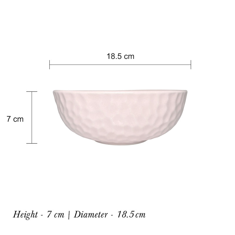 Pink Hammered Pattern Ceramic Serving Bowl