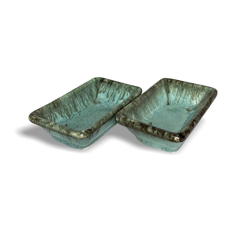 Sea Green Glazed Ceramic Dip Bowls (Set of 2)