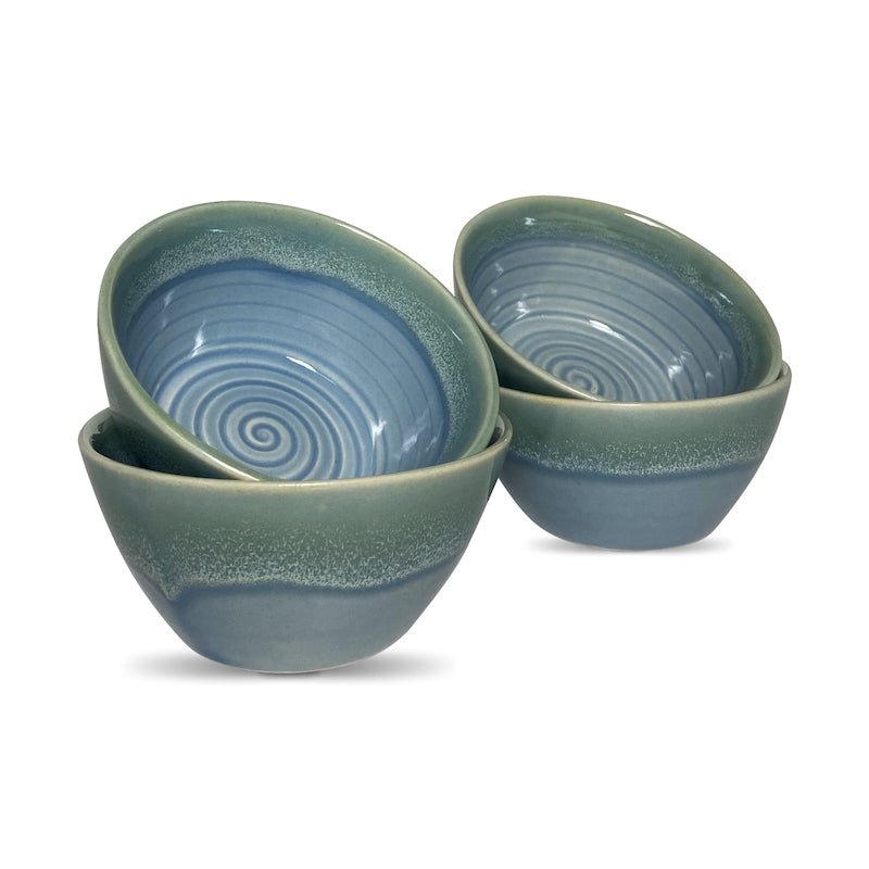 Sea Green Handglazed Dinner Bowls (Set of 4)