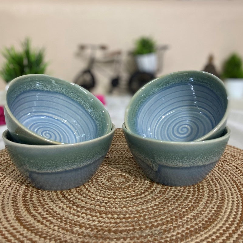 Sea Green Handglazed Dinner Bowls (Set of 4)